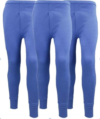 Image of Turebuy® Pack of 3 Blue Thermal Trousers Long Johns Bottom Base Layer for Winter Extreme Hot Brushed Inside Ultra Soft Leggings Pants Medium