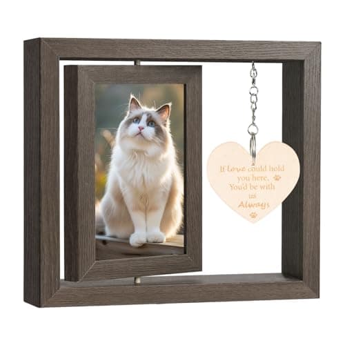 Image of Aolso Picture Frame, 4 * 6 Inch Personalized Picture Frames for Pets, Wood Rotating Floating Photo Frame,Gifts for Families, Friends, Pets-A