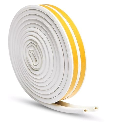 Image of Draught Excluder Tape for Door Window Self Adhesive Foam Tape Insulation Strip Weather Stripping Type D 9mm X 6mm X 3 Meters, 2 Seals Total 6M White