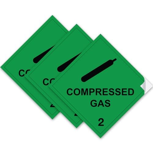 Image of SAFESIGN (3 Pack) Compressed Gas Vinyl Sign Stickers 100 X 100mm - Waterproof Vinyl Conforms to EN ISO 7010:2012 Public Safety