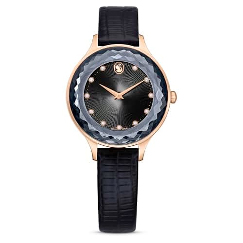 Image of Swarovski Octea Nova Watch, Black and Rose-Gold Tone Watch from The Octea Nova Collection