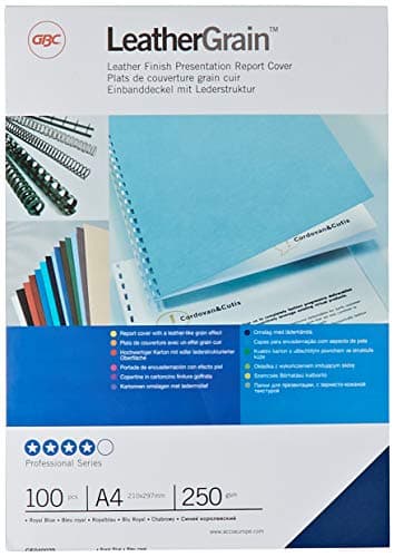 Image of GBC LeatherGrain A4 Binding Cover 250 gsm Royal Blue (Pack of 100) CE040029