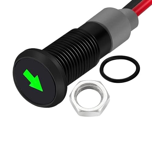 Image of RUNCCI-YUN 8mm 12V 24V Waterproof LED Metal Indicator Light,LED Warning Light Panel Mount Indicator Power Indicator Dash Light, for Car Truck Boat(Green(Single Arrow)