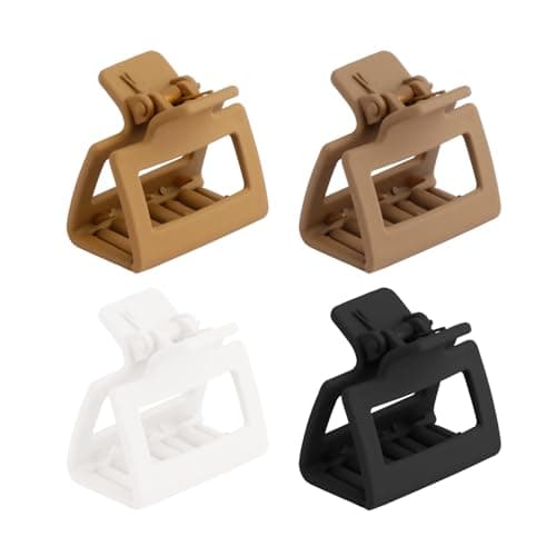 Image of Bojueshaw 4Pcs Mini Hair Claw Clips,Matte Non-Slip Square Clips for Women & Girls,Elegant Hold Hair Clips for Fine Medium Thick Hair