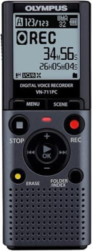 Image of Olympus VN-711PC Voice Recorder with ME-52 Directional Microphone Kit - Grey
