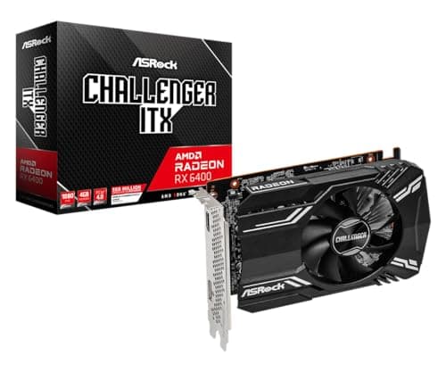 Image of Asrock RX6400 Challenger ITX 4GB, 4GB DDR6, PCIe4, HDMI, DP, 2321MHz Clock, AMD RDNA 2, 0dB Cooling, Compact Design