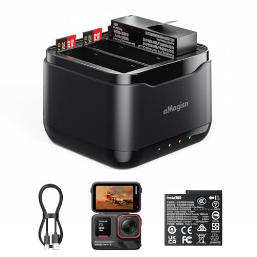 Image of TEHAOUU Fast Battery Charger Hub for Insta360 AcePro2 (Not Ace Pro/Ace) with 3 Channel Battery Charging Storage Station with ３ Misro SD Card Slots and OLED Screen Intelligent Quick Charging Case