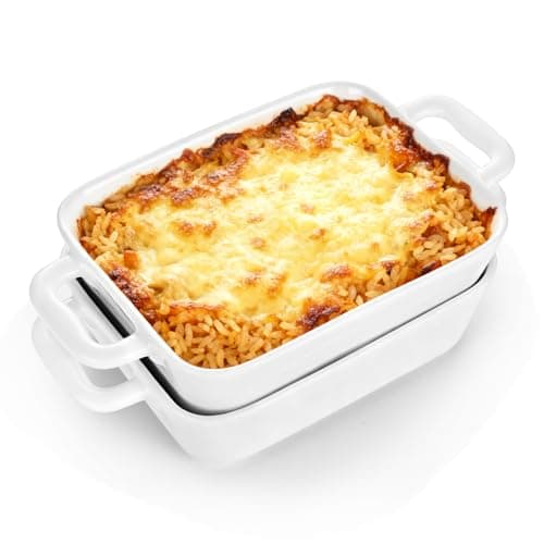Image of Kitchen Set of 2 Mini Rectangular Ceramic Baking Dishes, Individual Casserole Dishes for Lasagna, Kids Portions, Oven Safe