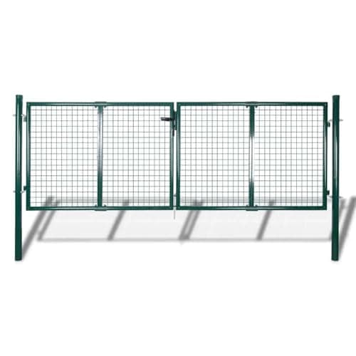 Image of vidaXL Garden Fence Gate 289x100cm/306x150cm Steel Green Patio Wall Grill Door