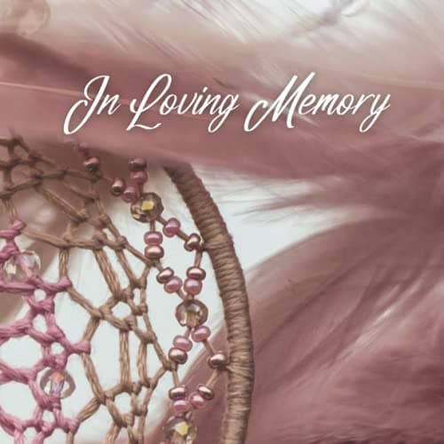 Image of Guest Book: Registration Book for Funeral, Memorial Guest Book, Guest Sign in Book, In Loving Memory, Pink Dream Catcher Cover Design