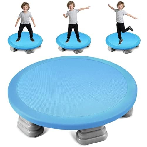 Image of Sensory Trampoline for Autistic Kids, Teens, Autism Sensory Equipment, Bounce Board for Teensgers, Non-Slip Indoor Rebounder, Outdoor Recreation, Mini Trampoline, Blue, Round