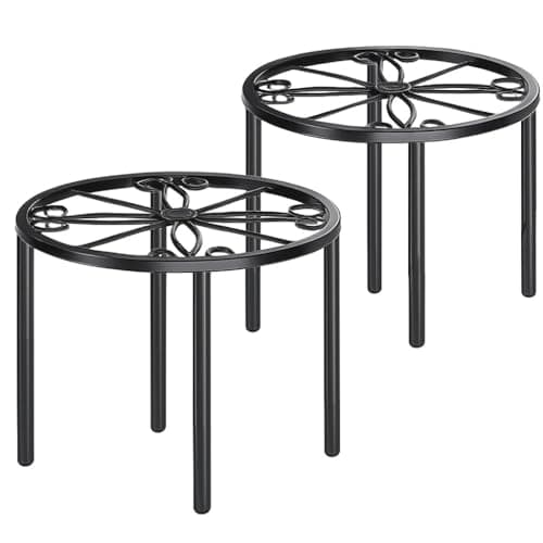 Image of Josmimic 2 Pack Metal Plant Stand 7.9''/20cm Flower Rack Flower Pot Stand Planter Holder Indoor And Outdoor