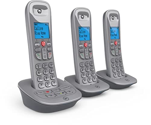 Image of BT 5960 Cordless Landline House Phone with Nuisance Call Blocker, Digital Answer Machine, Trio Handset Pack