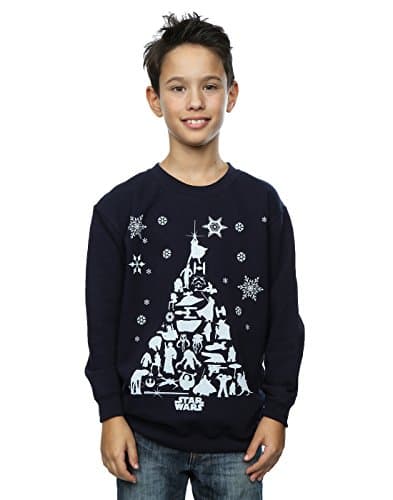 Image of Star Wars Boys Christmas Tree Sweatshirt 9-11 Years Navy Blue