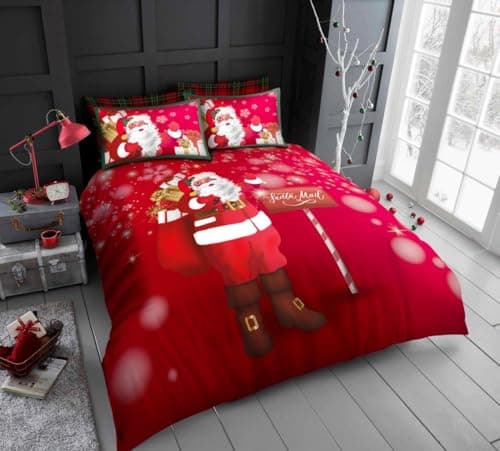 Image of GC GAVENO CAVAILIA Xmas Duvet Bedding Sets King Size - Christmas Duvet Cover Set with Pillowcases - Polycotton Santa Xmas Quilt Cover (230x220cm) - Comfortable Bedding Bed Cover