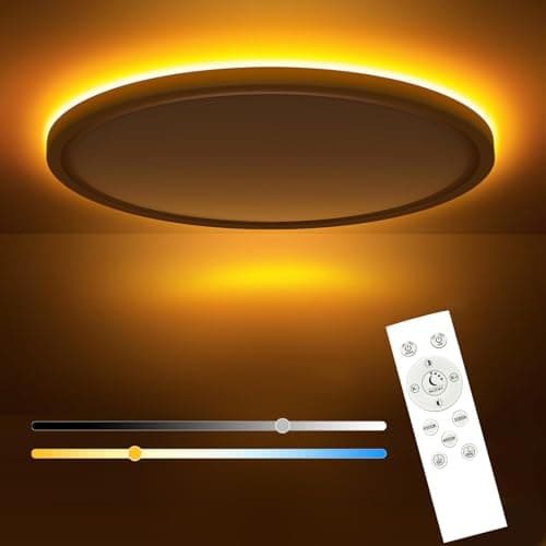 Image of slochi Dimmable Ceiling Light, 24W Bathroom Ceiling Light with Remote Control, Night Light 1800k Warm, 3000-6500K Color Changing, 29CM Round Flush LED Ceiling Lights for Living Room Kitchen Bedroom