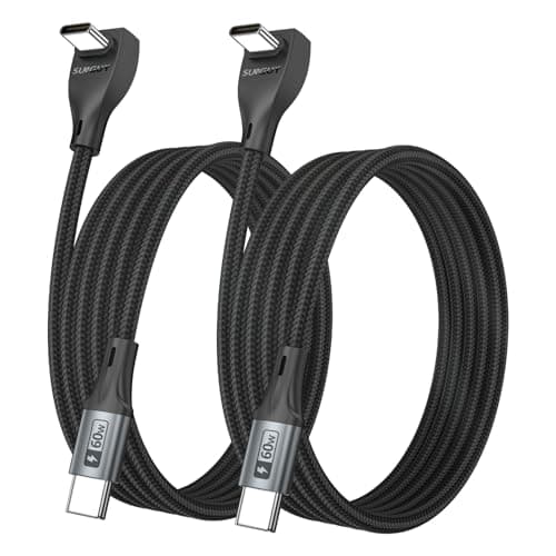 Image of USB C Cable Right Angle - 60W Fast Charging USB C Cable [2P 2M] Braided USB Type C Data Cable, 90 Degree C Cord Charger for i-Phone 16/15 Pro Max, Tesla Model Y, Apple MacBook, iPad, Pixel, Sam-sung