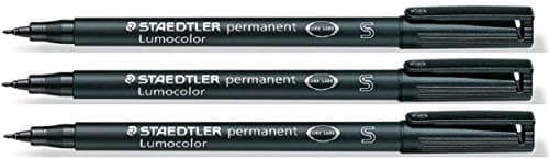 Image of Staedtler Lumocolor Black Superfine Permanent Marker Pens Pack of 3 Waterproof Smudge Resistant Quick Dry CD DVD OHP