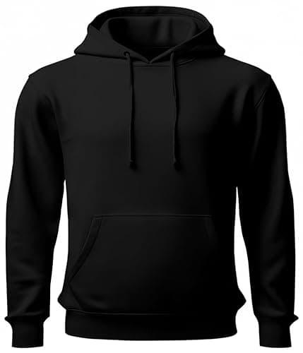 Image of Black Hoodies For Men & Women UK - Unisex Plain Work Jumpers For Men and Women - Workwear Cotton Pullover Sweatshirt For Personal Use and Gifts - X Large (XL)