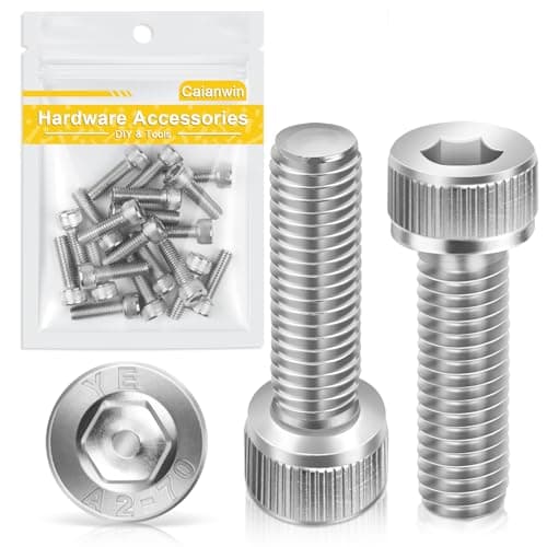 Image of Caianwin M6 Screws 20 Pcs, DIN 912 Stainless（A2 V2A）M6 X 20 Allen Socket Head Cap Screws/Bolt, Fully Threaded Hex Head Bolts for M6 Washer & Nuts
