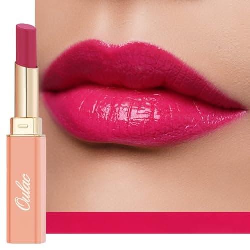 Image of Oulac Rose Pink Lipstick - Moisture Shine Hydrating Lipstick & Tinted Lip Balm for Dry Lips, Medium Coverage Lip Colour | Juicy Look, Glossy Finish, Vegan, Cruelty-Free, (09)#Hashtags