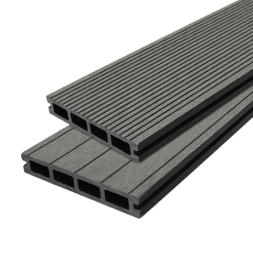 Image of Jardí Composite Decking Boards / 6 Square Metres Castle Grey/Wood Effect WPC Pack Garden Outdoor Patios Terrace Hot Tub Tiles (incl. Fixing Screws & Clips)