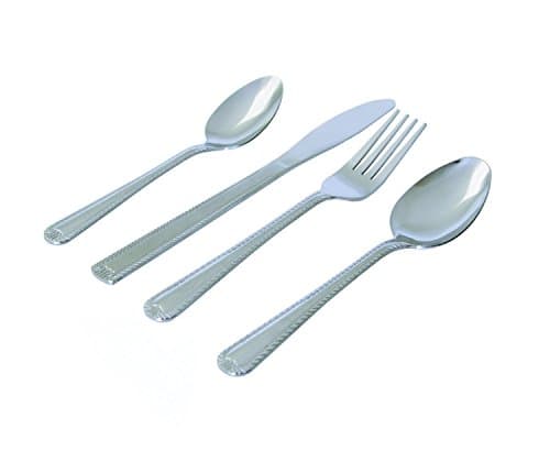 Image of Sabichi Bead Day To Day Cutlery Set, Stainless Steel, Off-White, 16-Piece