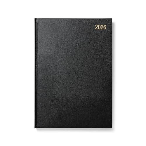 Image of Morgan's Direct 2026 Early Edition A4 Diary Day Per Page | Hard Backed for Home and Office Use Desk Diary | Black