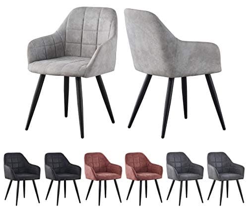 Image of mcc direct 2x Faux Matte Suede Leather Dining Chairs Accent Chairs home & restaurants Adrian (Light Grey)