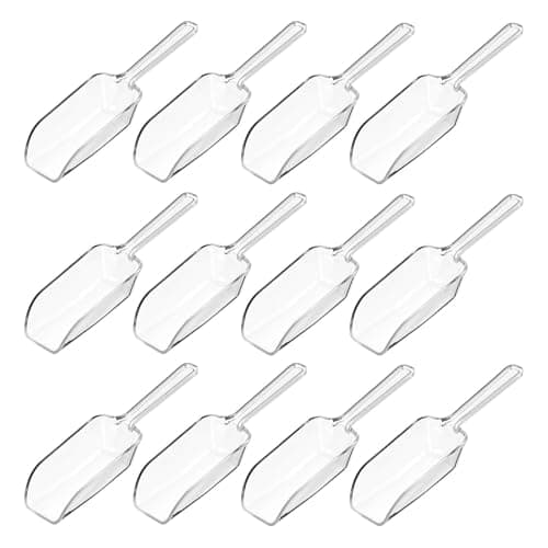 Image of Clear Plastic Acrylic Kitchen Scoops – 12 Pcs 4.3 Inch Mini Ice Scoop, Multipurpose Sweet Scoops for Buffet, Dessert, Coffee, Flour, Protein Powder