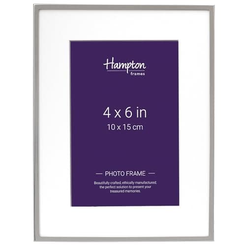 Image of Hampton Frames | MAYFAIR Silver Plate Photo Frame BSN13846 | 4x6 Inch, Silver, Glass, Bevel Cut Mount | Freestanding or Wall Mount | Display for Photos