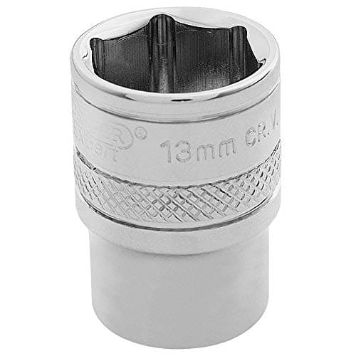 Image of Draper 32633 1/4" Square Drive Polished Chrome Metric Socket, 13 mm Size, Blue