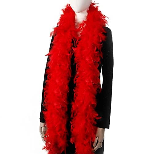 Image of Larryhot 60g Red Feather Boa - 2 Yards Turkey Boa Feathers for Party Bulk,Christmas,Wedding Centerpieces,Costume,Concert,Pet and Home Decoration (Red)