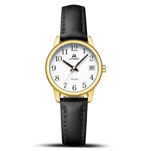 Image of LN LENQIN Ladies Watches Analog Quartz Watches for Women Waterproof Womens Watch Women's Wrist Watch with Leather Strap Black Gold White