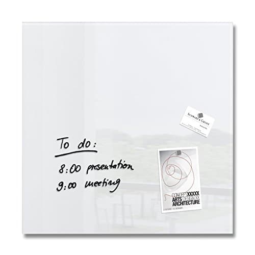 Image of SIGEL GL111 Premium Glass magnetic Board, glossy surface, 48 x 48 cm, easy mounting, super White - Artverum