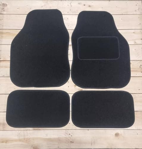 Image of BLACK Universal Car or Van Floor Mats 4PC Set Non Slip Carpet with Black Edging
