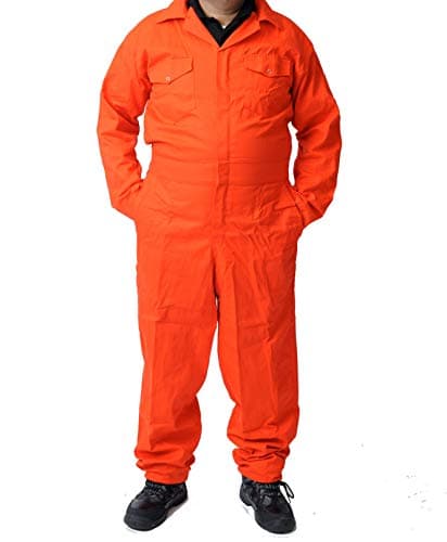 Image of Road Master Men's Poly Cotton Coverall Overalls Painters Suit Decorators Mechanic Workwear Boiler Suit Cleaning Job Work Uniform with Two Chest Pockets, Orange, XX-Large