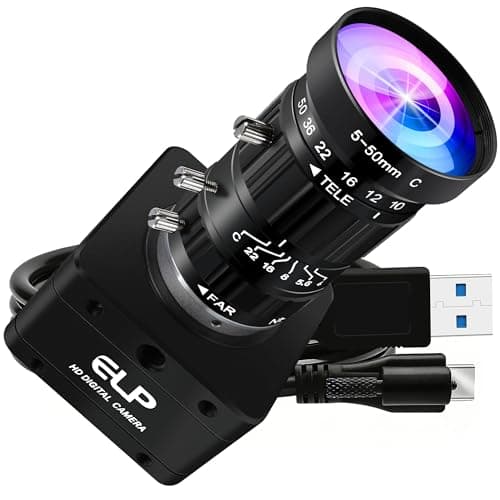 Image of ELP High Speed USB Zoom Camera, 1080P/230fps, 4K/60fps, 12MP/30fps, USB3.0/2.0 Manual Focus Lightburn Cameras for Windows, Linux, Mac, Pi, Fast Frame 5-50mm 10X Zoom IMX577 Webcam for PC Jetson Nano
