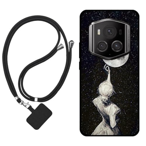 Image of Sunrive Case compatible with Honor Magic6 Rsr, Ultra Slim matte Soft Premium TPU Back Rubber Bumper Protector Patterns Cover(Back Shadow,Moon,Stars)+1 x Phone Lanyard