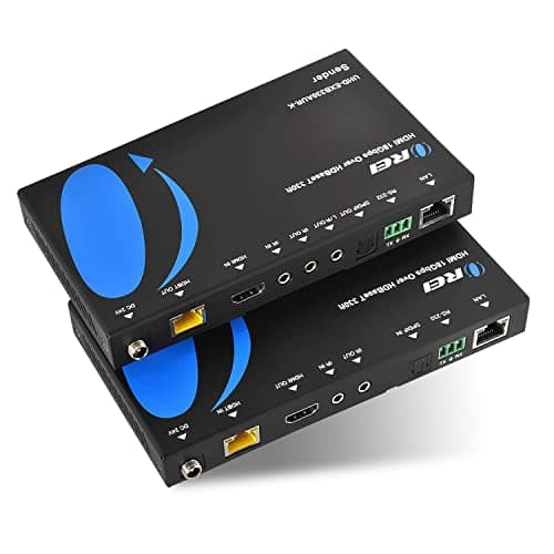 Image of OREI 4K HDMI Extender Balun HDBaseT UltraHD 4K @ 60Hz 4:4:4 Over Single CAT5e/6/7 Cable with HDR, KVM, CEC, ARC & IR Support, RS-232 - Up to 330 Ft - Audio Out - Power Over Cable