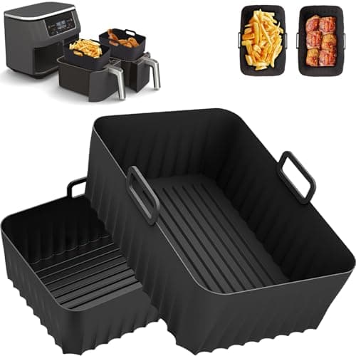 Image of Vinuwu Silicone Air Fryer Liners for Ninja Foodi AF400UK AF451UK AF300UK 7.6L-9.5L, 2Pcs Reusable Airfryer Accessories Silicone Pot for Double Stack SL400UK Tower KEPLIN Dual Zone Air Fryer