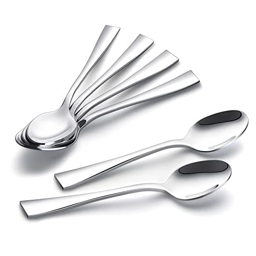 Image of Teaspoons Set of 6, 5.1inch Stainless Steel Dessert Spoons, Dishwasher Safe Mirror Polishing Spoon Set for Coffee, Dessert, Tea, Appetizer