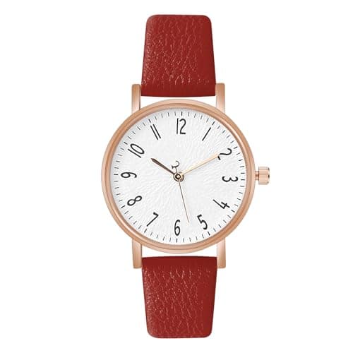 Image of OFFCUP Women's Leather Quartz Watch, Leather Strap Ladies Watches, Analog Quartz Watches with White Dial, 3 Hand Quartz Watch, Premium Fashion Wrist Watch for Women Ladies Girls