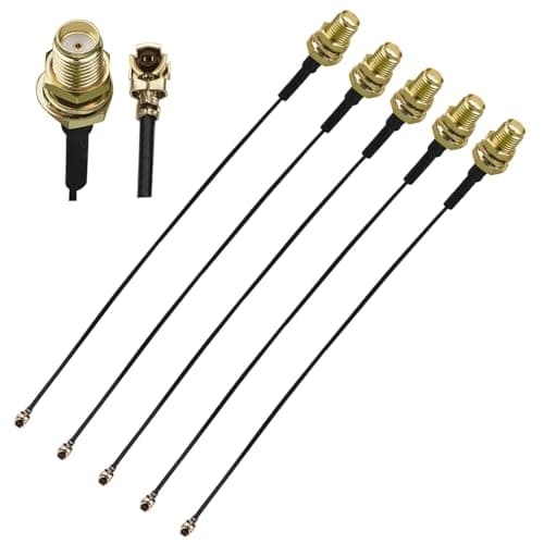 Image of Ahoaepy 5PCS MHF4 UFL to SMA Coax Cable, SMA Female to U.FL IPX 0.81mm Pigtail Cable, 6Inch(15cm) Low Loss IPX-4 UFL to SM A Female Extension Jumper for Radios, Antenna, Mini PCI