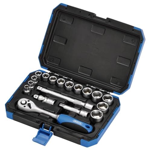 Image of Draper Expert 18 Piece Metric Socket Set | Ratchet Tool and Case | 3/8" Square Drive | HI-TORQ MM/AF Sockets | DIY Home Professional and Car Kit |Hand Tools | 16359