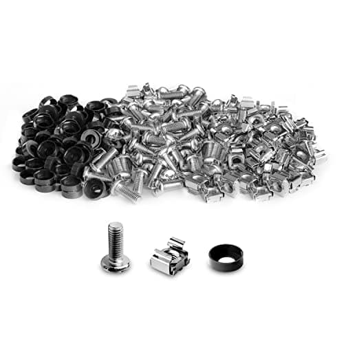 Image of LMS DATA M6 Cage Nuts, Bolts and Washers Kit 20 PACK- For Rack Mount Equipment installation on Network cabinets (20 pack, Nickle),