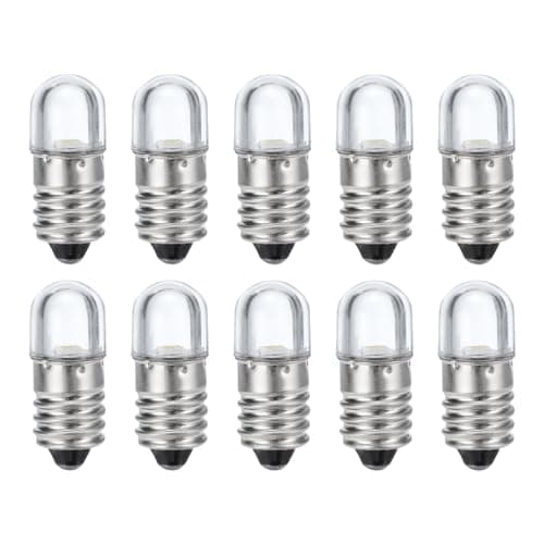 Image of sourcing map 12V/0.04A E10 Mini LED Light Bulbs, 10Pcs Miniature Screw Bulbs Flashlight Bulbs for Scientific Experiment Lighting DIY Accessories, Cold White Light