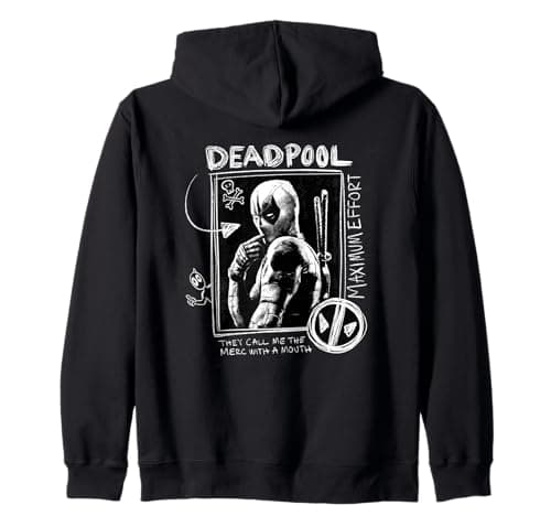 Image of Marvel Studios Deadpool & Wolverine Maximum Effort Chalk Art Zip Hoodie