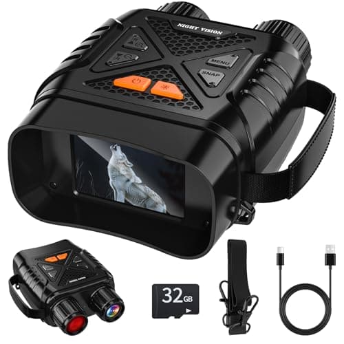 Image of GlobalCrown Night Vision Goggles,Night Vision Binoculars for Adults with 10x Zoom & 32GB Card for Photos and Videos,Scope for Wildlife Observation,Hunting and night fishing