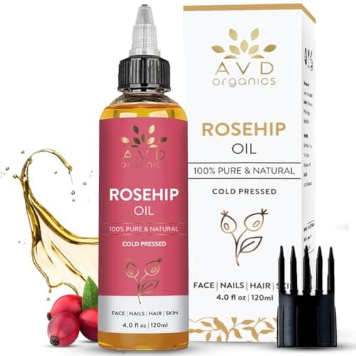 Image of AVD Organics Rosehip Oil for Face 120ml – Cold Pressed Rose Hip Oil for Face, Hair, Nails & Body – Organic Rosehip Oil for Nourishment & Dry Skin – 100% Natural & Lightweight (4.0 fl oz)